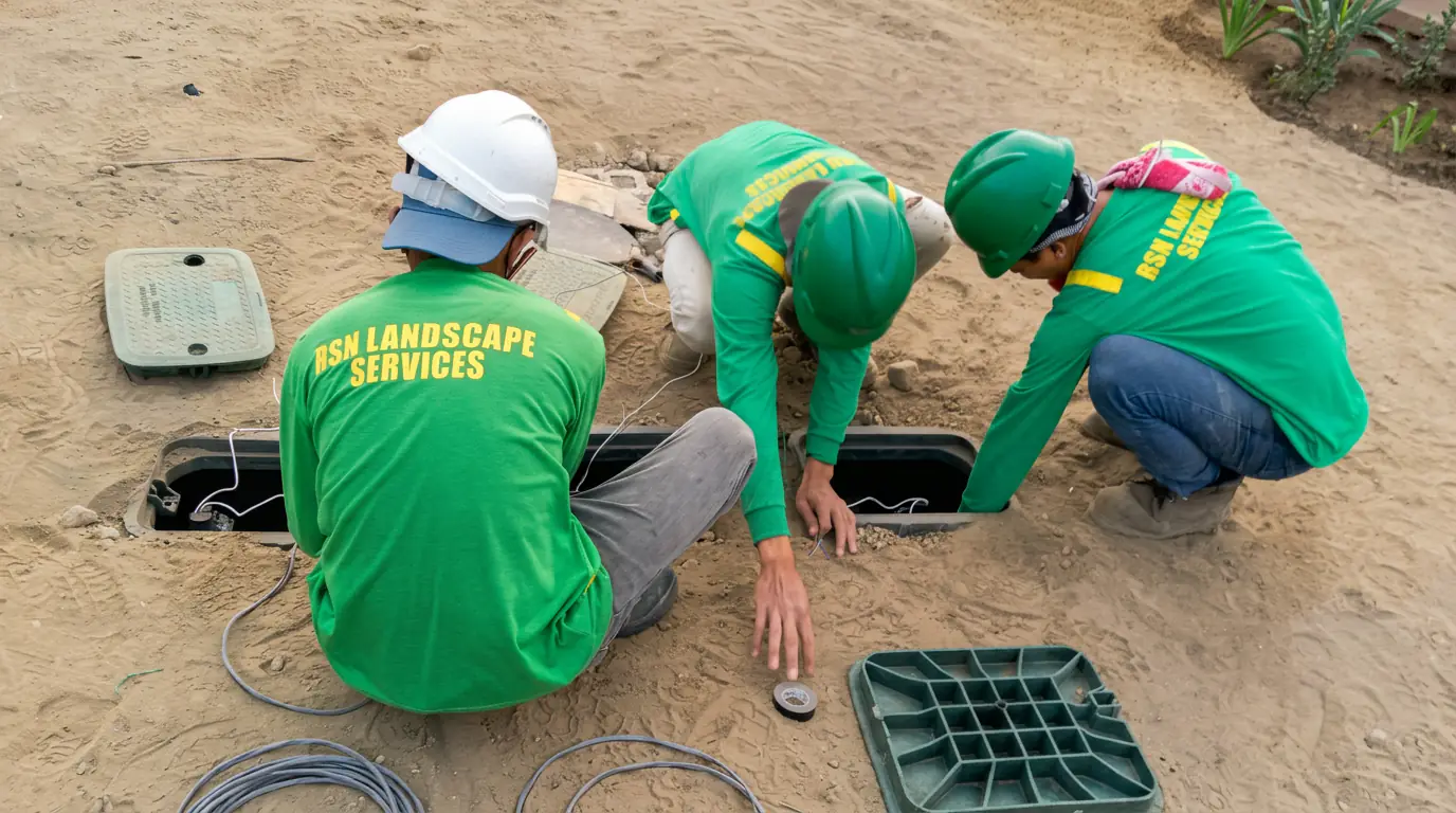 RSN crew installing an underground irrigation valve box