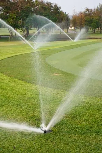 Sprinkler coverage test across a maintained lawn