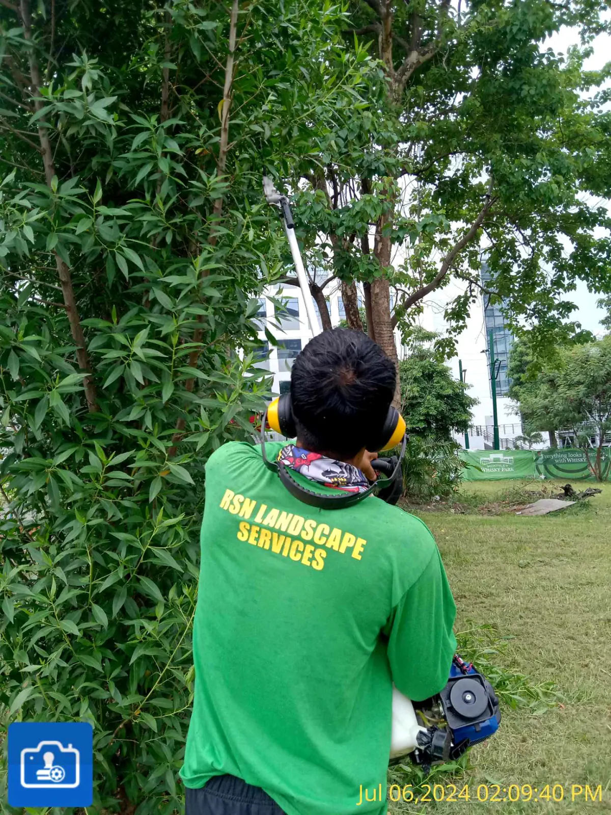 RSN crew trimming dense vegetation