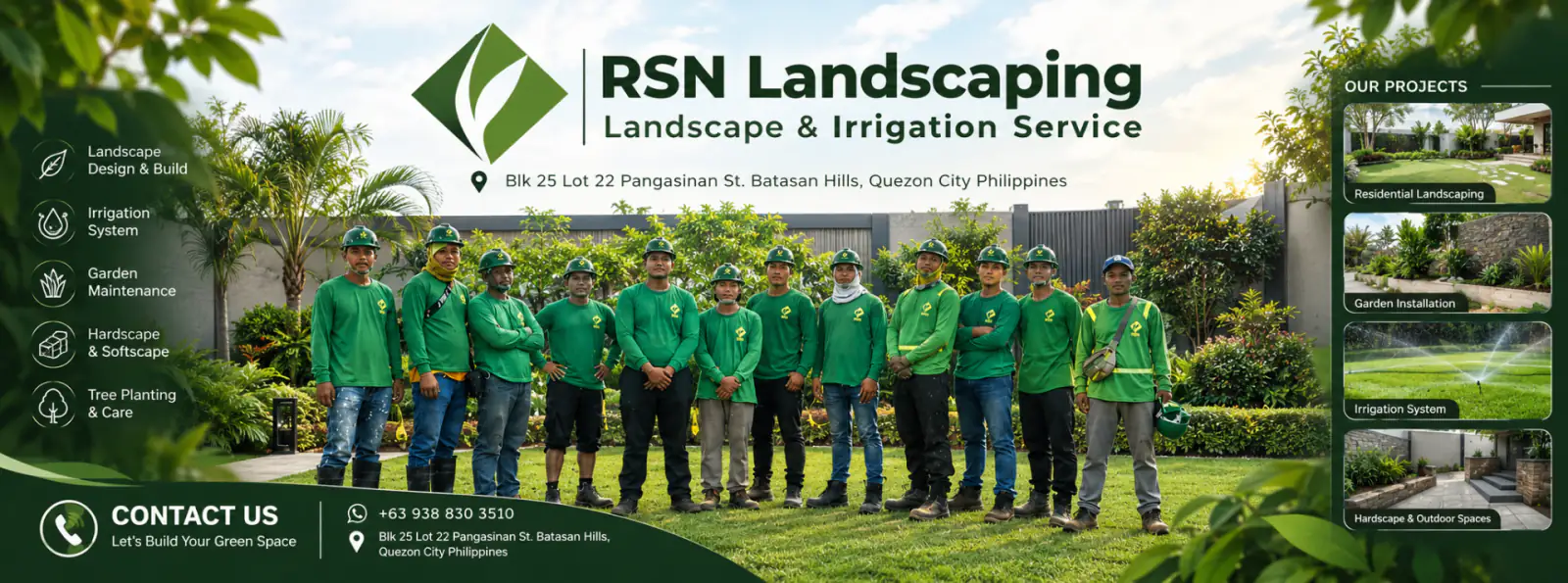 RSN Landscaping and Irrigation Services team and completed projects