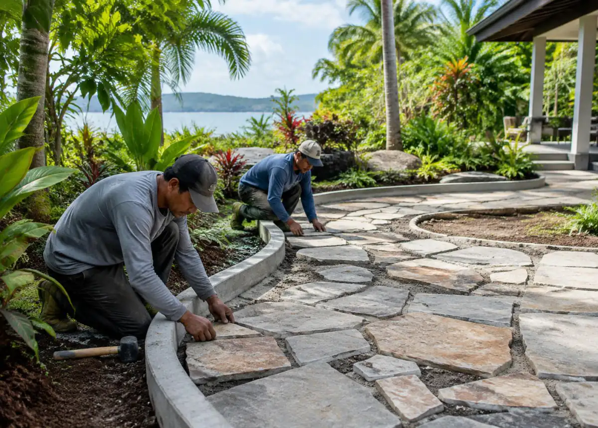 Finished hardscape and pavement installation